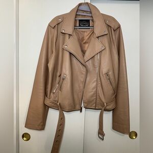 Levi's Tan Genuine Real Leather Biker Jacket